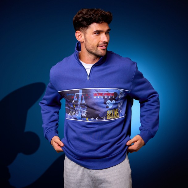 Sorcerer Mickey Mouse 1/4 Zip Fleece Pullover for Men – Fantasia
