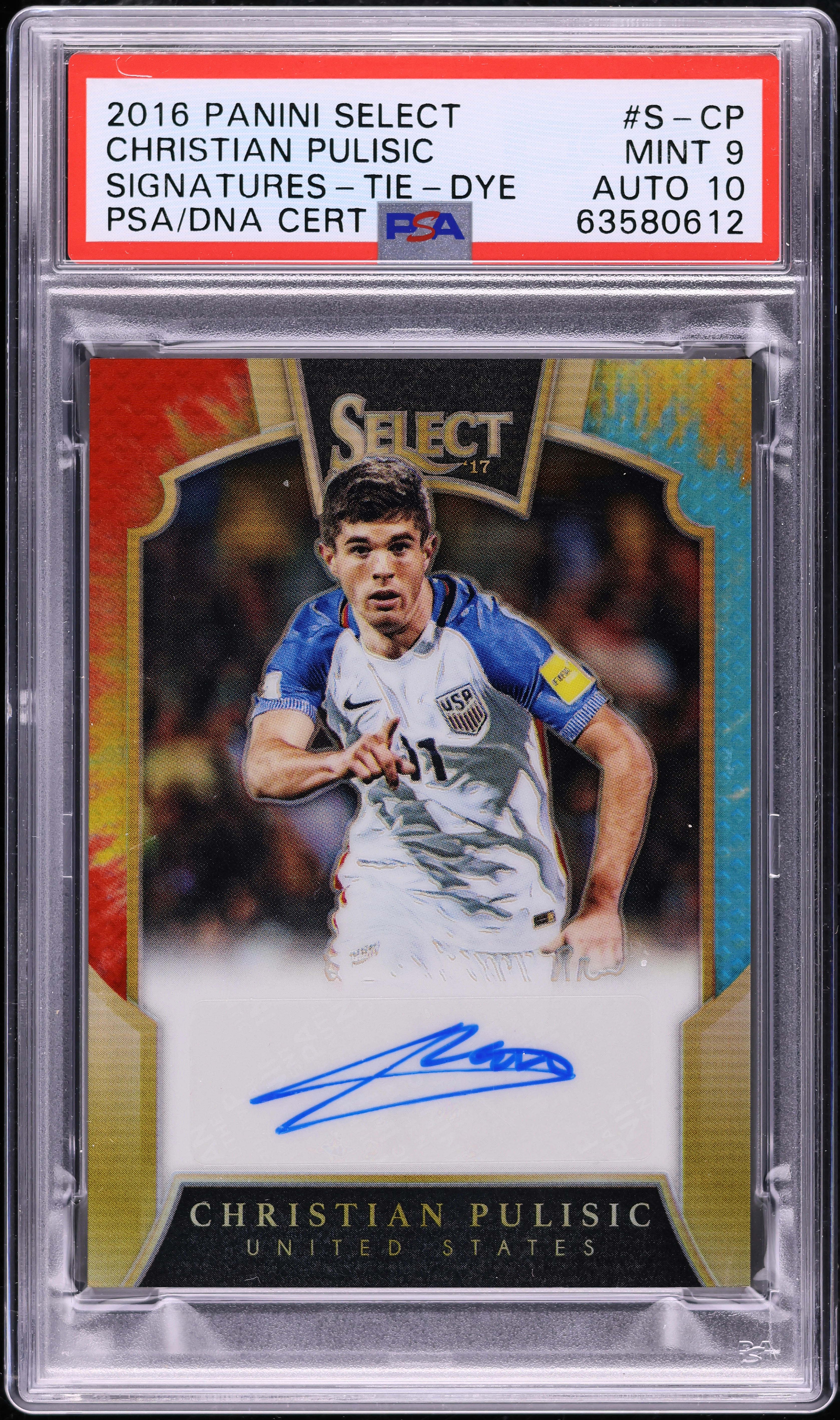 2016 Select Tie Dye Christian Pulisic ROOKIE AUTO DNA 10 /25 #S-CP