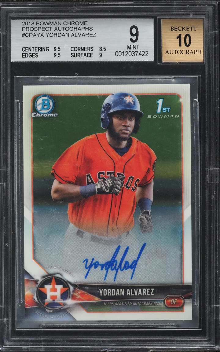 2018 Bowman Chrome Prospect Yordan Alvarez ROOKIE AUTO #CPA-YA BGS
