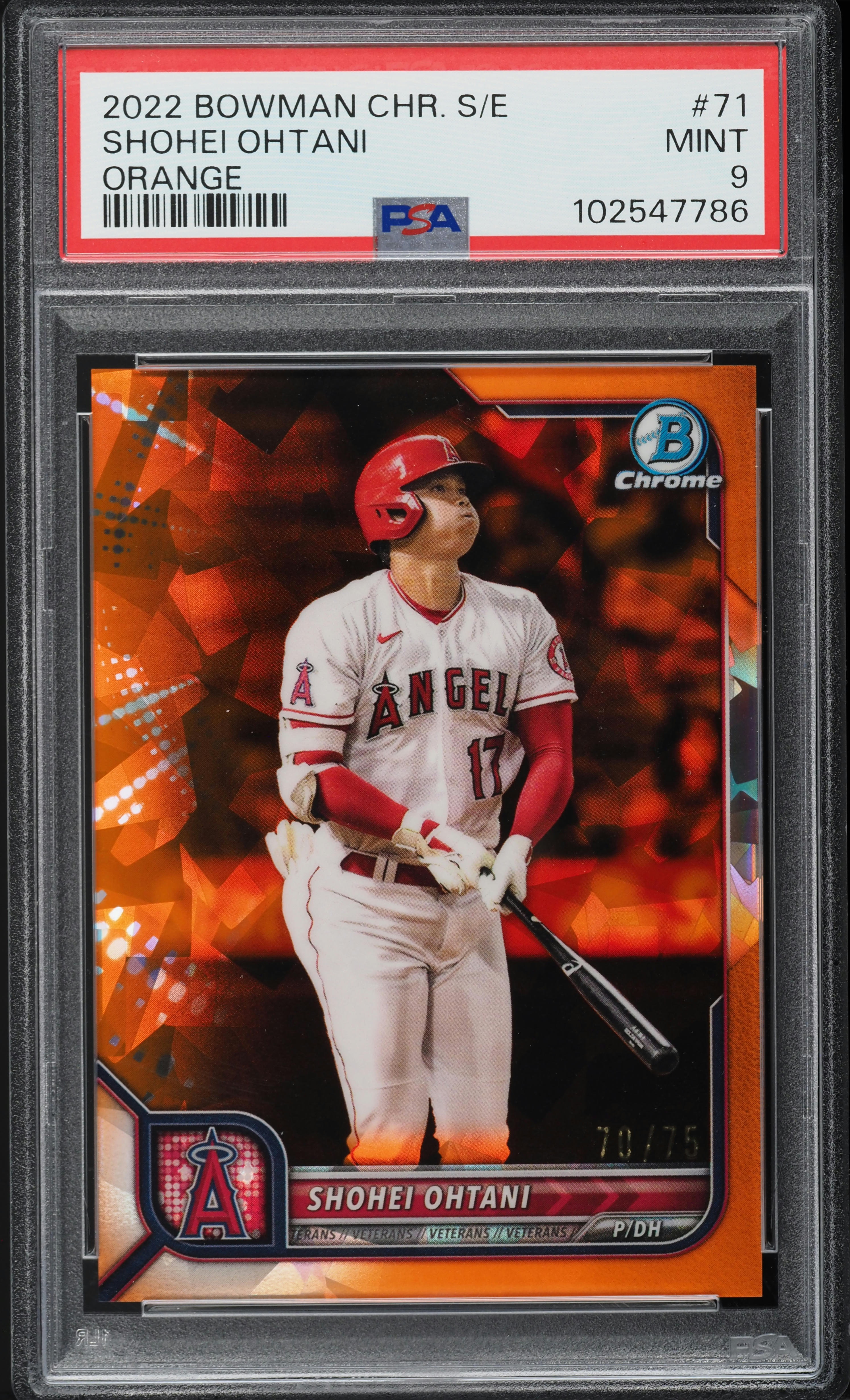 2022 Bowman Chrome Sapphire Orange Refractor Shohei Ohtani /75 #71