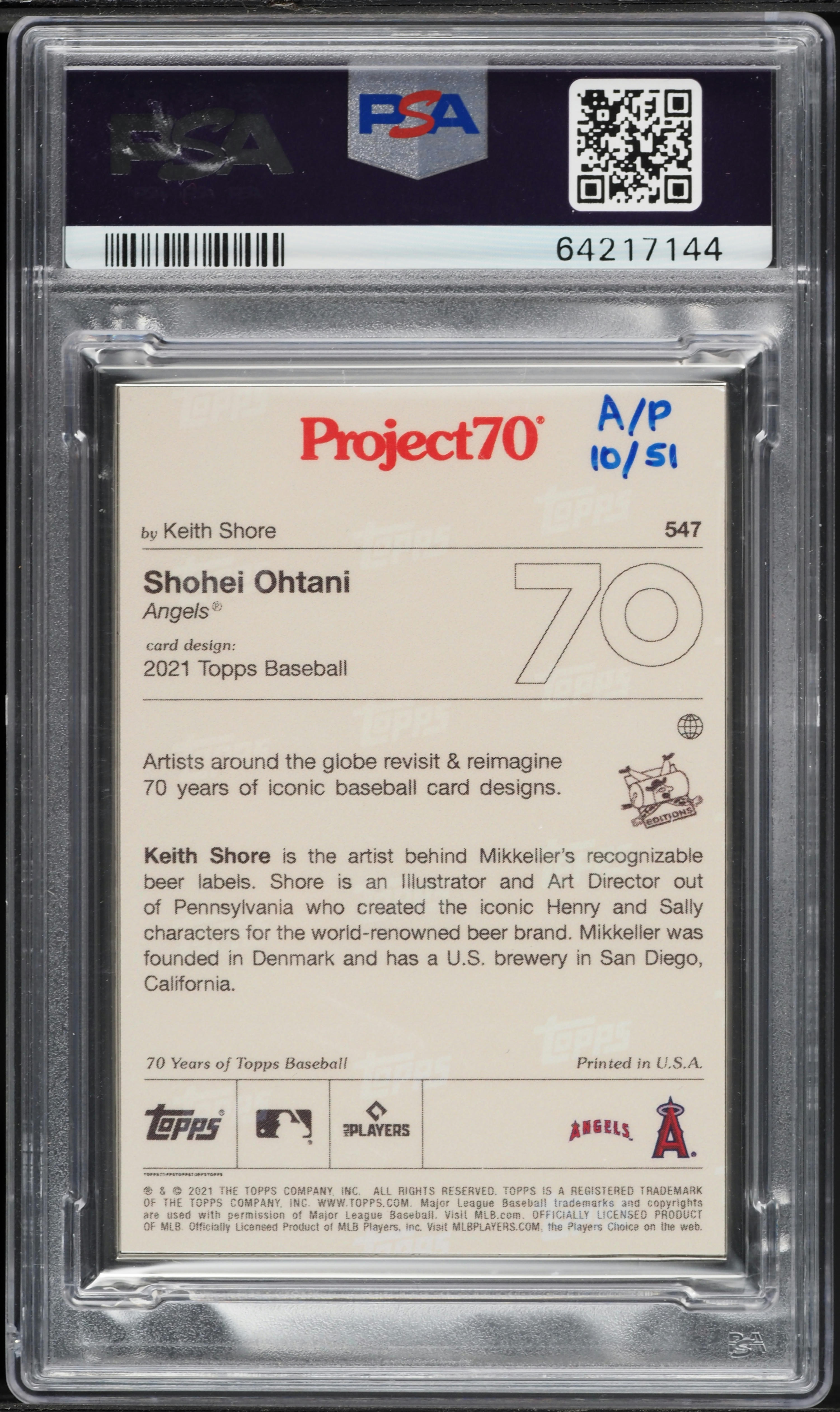 2021 Topps Project70 Silver Artist Proof Shohei Ohtani Keith Shore