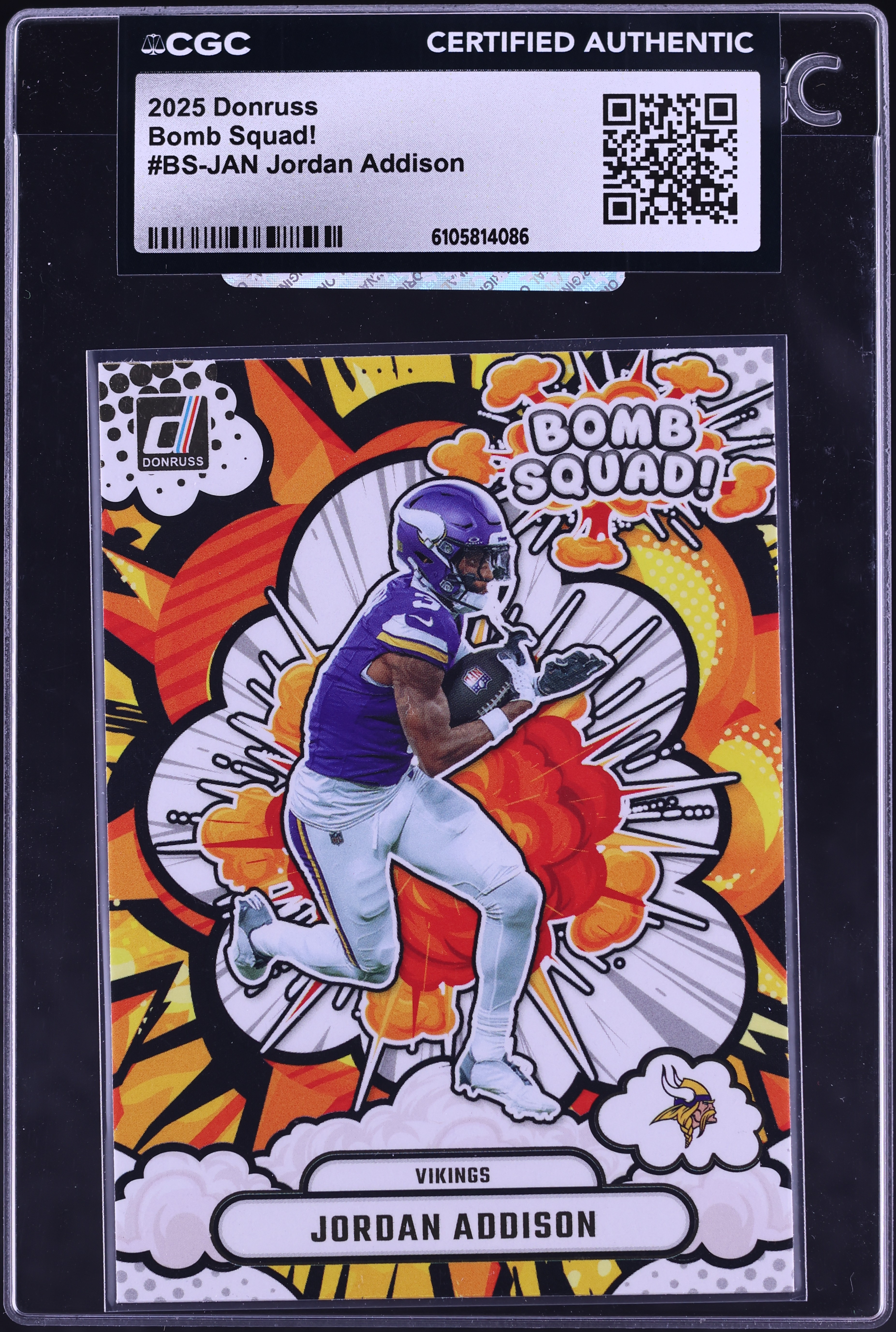 2025 Donruss Bomb Squad! Jordan Addison #BS-JAN CGC AUTH on