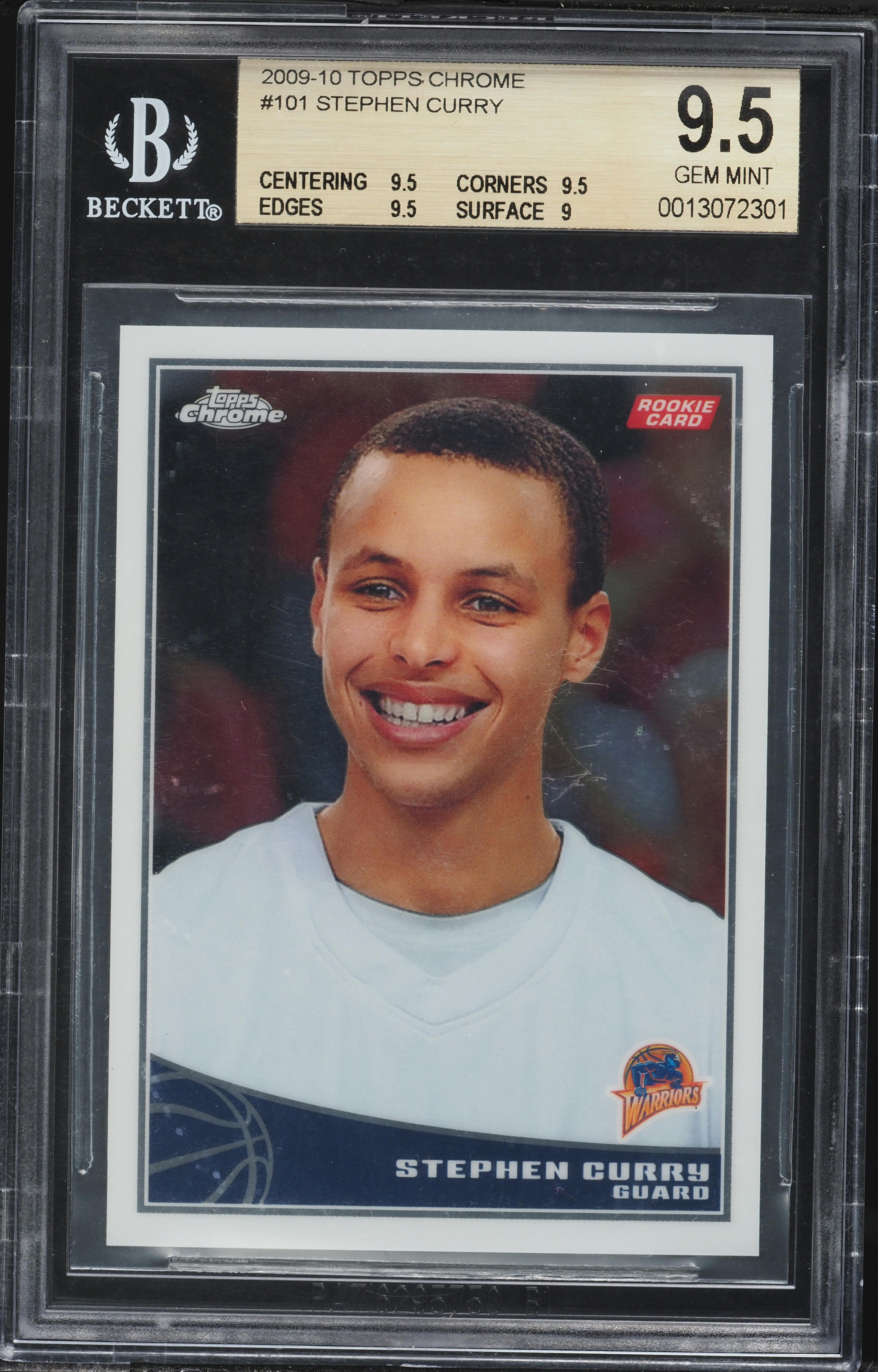 2009 Topps Chrome Stephen Curry ROOKIE /999 #101 BGS 9.5 GEM MINT