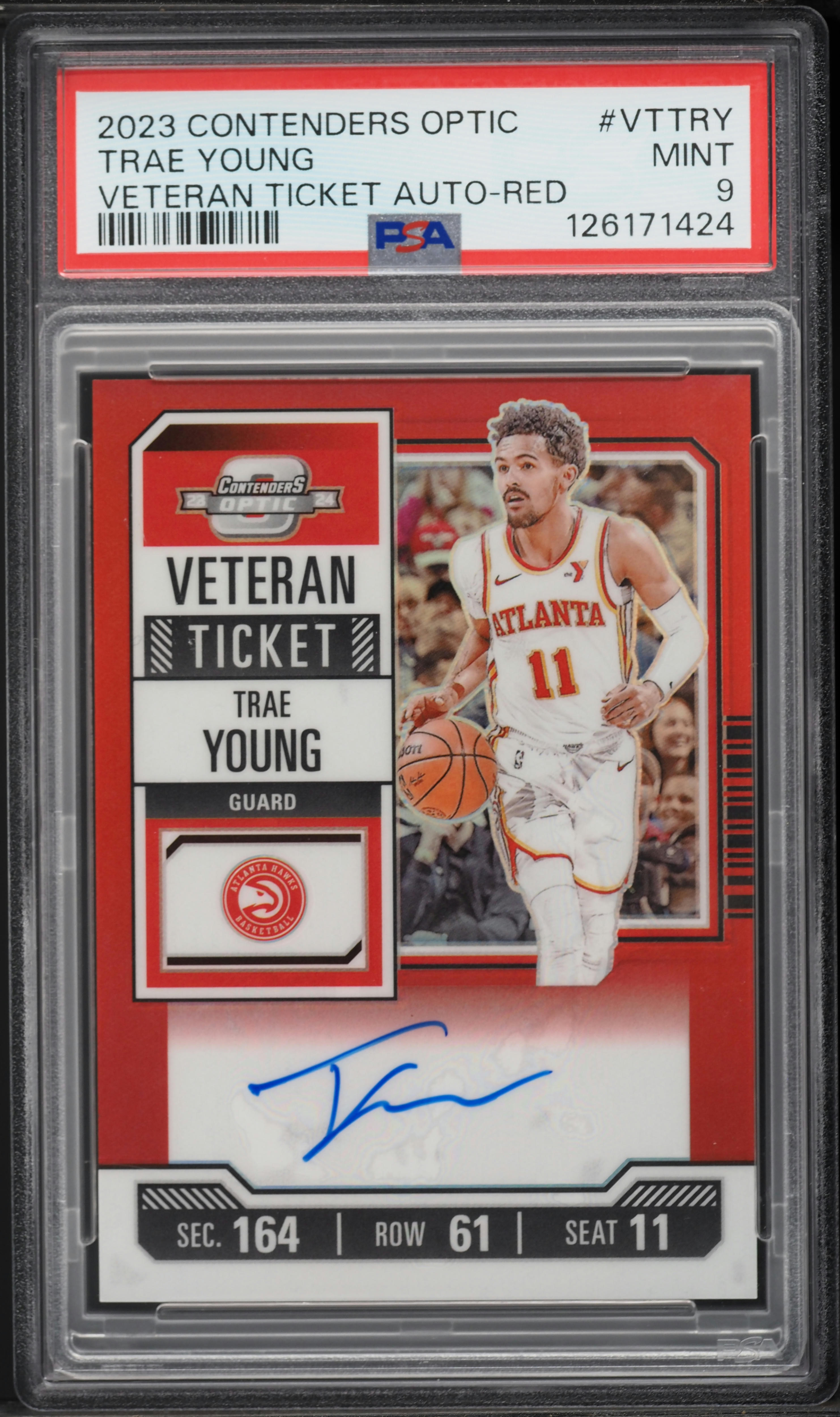 2023 Panini Contenders Optic Veteran Ticket Red Trae Young AUTO