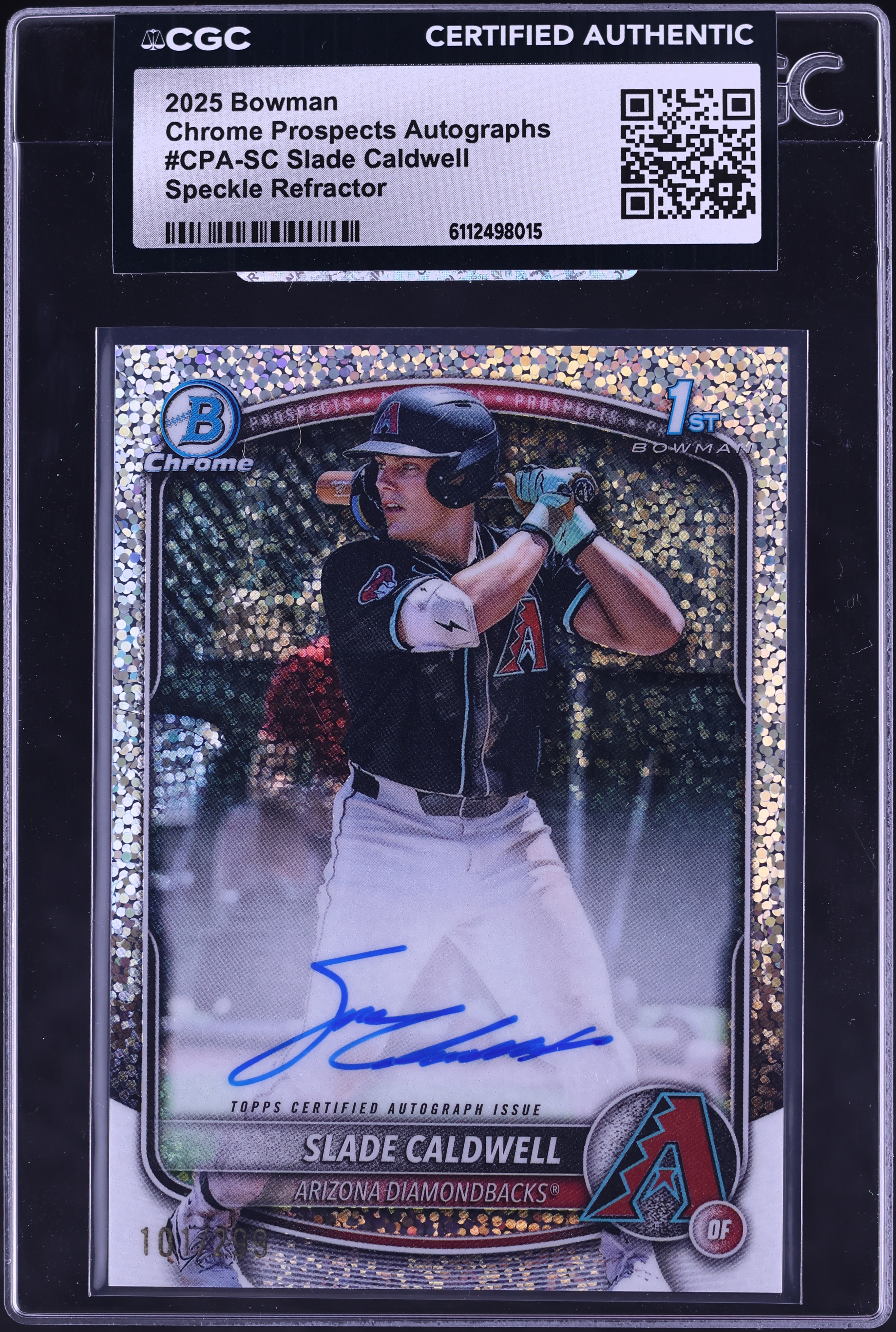 2025 Bowman Chrome Speckle Refractor Slade Caldwell PROSPECT AUTO