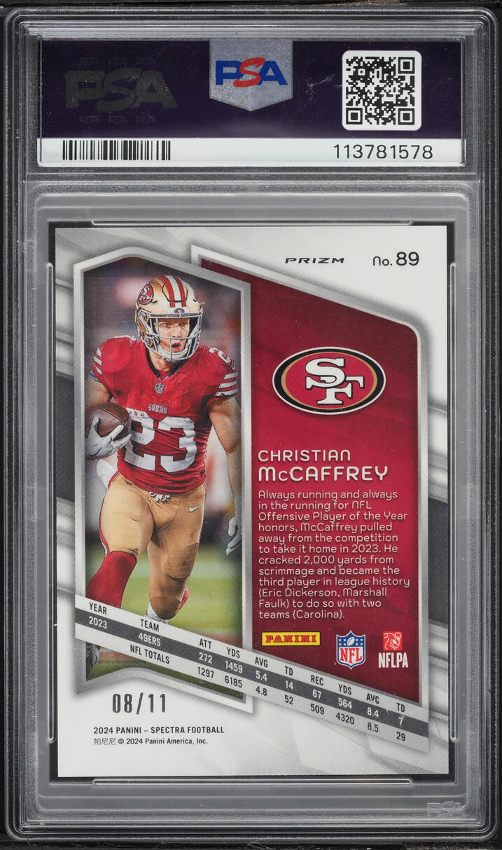 2024 Panini Spectra Wave Christian McCaffrey /11 #89 PSA 10 GEM
