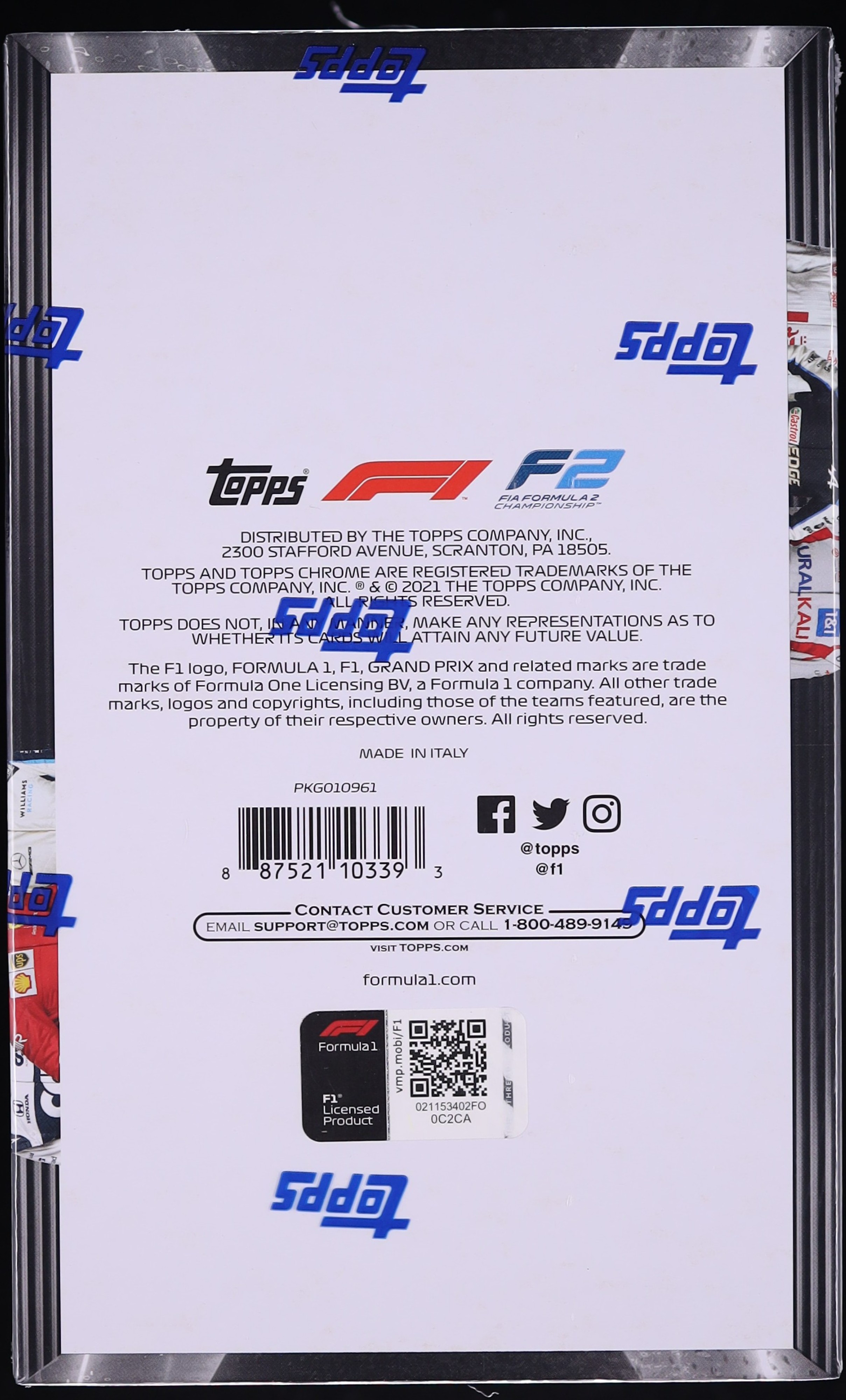 2021 Topps Chrome Formula 1 F1 Racing Sealed Hobby Box, 18ct Packs
