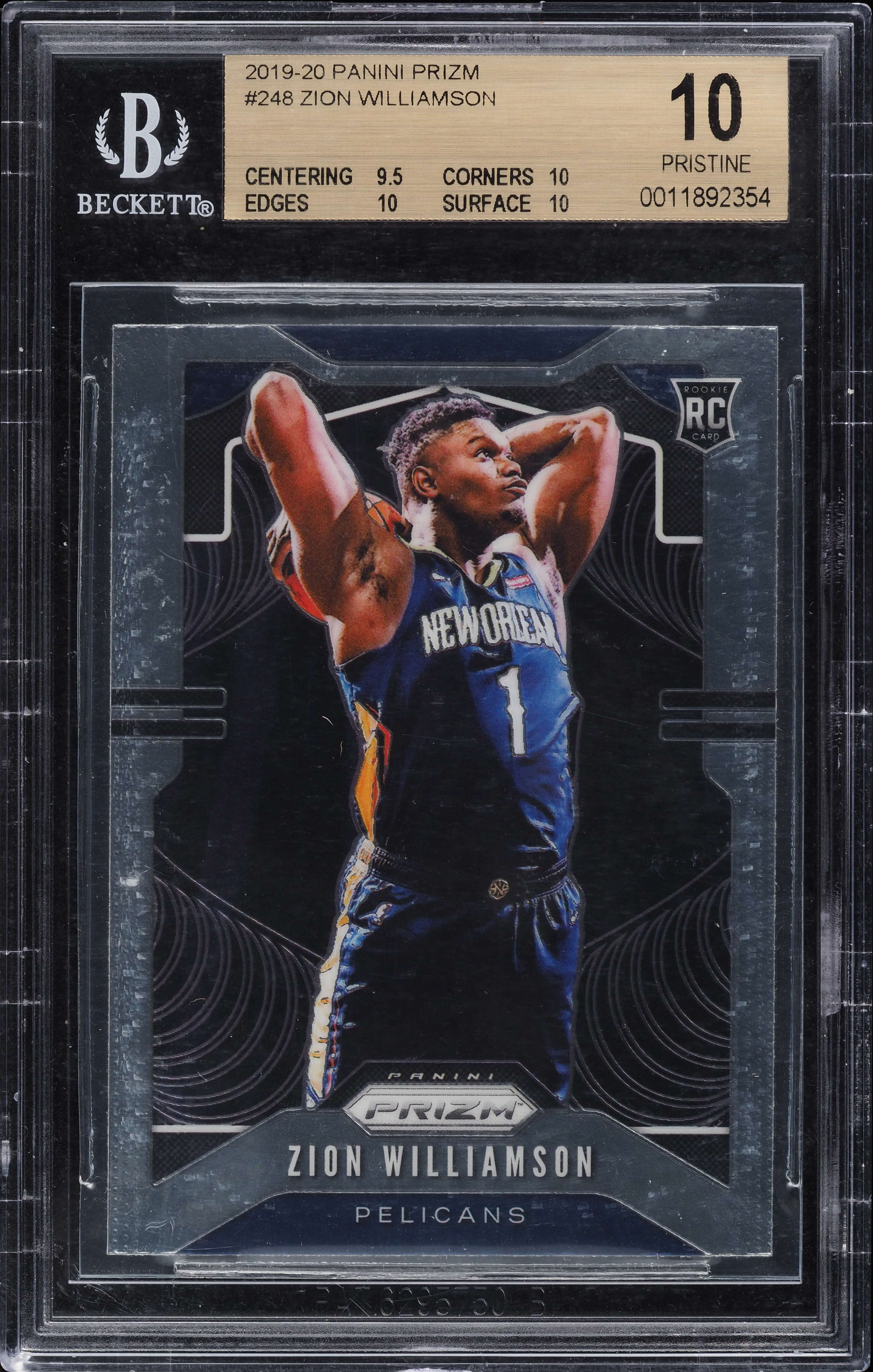 2019 Panini Prizm Zion Williamson ROOKIE #248 BGS 10 PRISTINE on