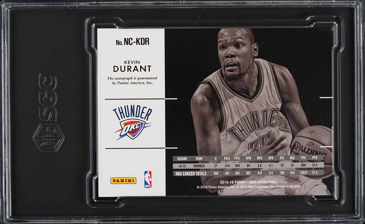 2015 Panini Noir Color Kevin Durant AUTO /25 #NC-KDR SGC 8 NM-MT