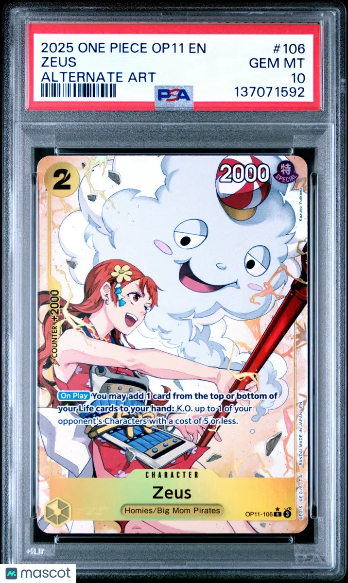 2025 One Piece Op11-A Fist Of Divine Speed Zeus #106 Alternate Art