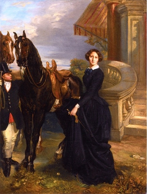 19世紀ロマン主義 アンティーク風ペン画｜貴婦人とバイオリン奏者 G