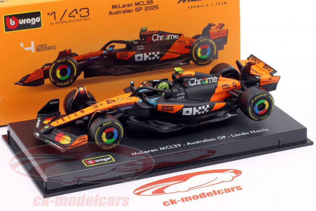 Bburago 1:43 Lando Norris McLaren MCL39 #4 勝者 オーストラリア人