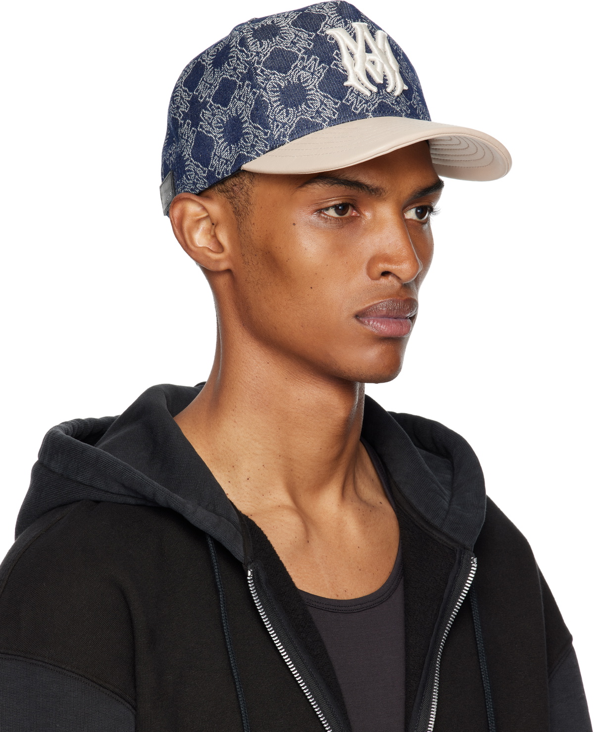 AMIRI Navy & Beige MA Leather Brim Denim Cap Amiri