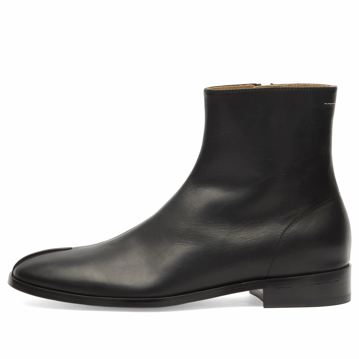 MM6 Maison Margiela Black Zip Leather Boots MM6 Maison Margiela