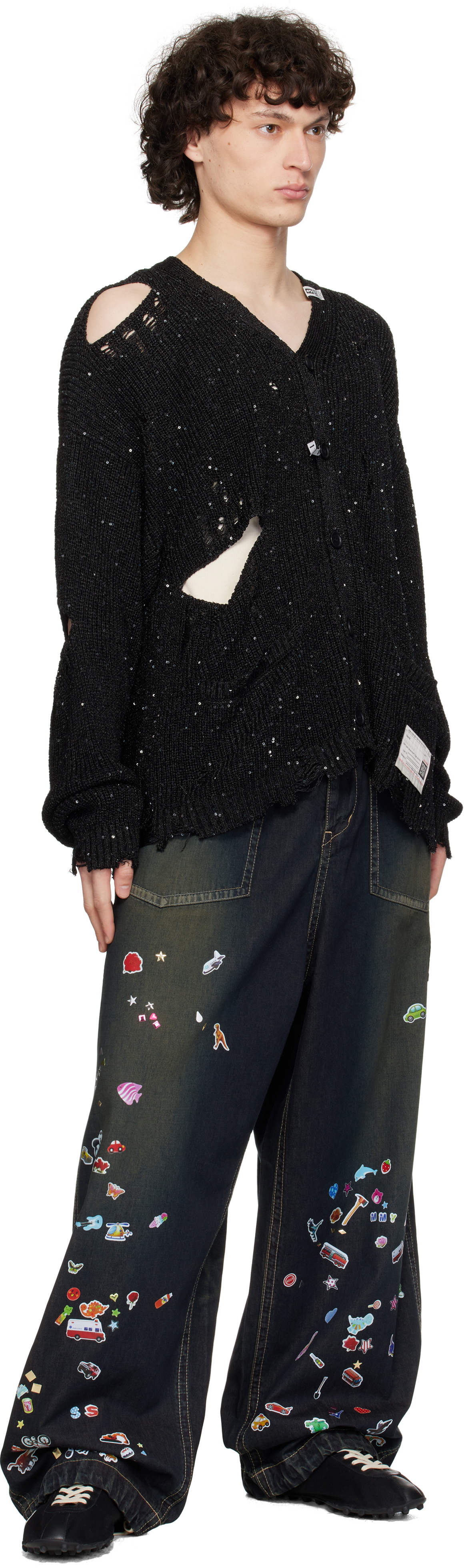 Maison MIHARA YASUHIRO Navy Sticker Prints Denim Baker Jeans