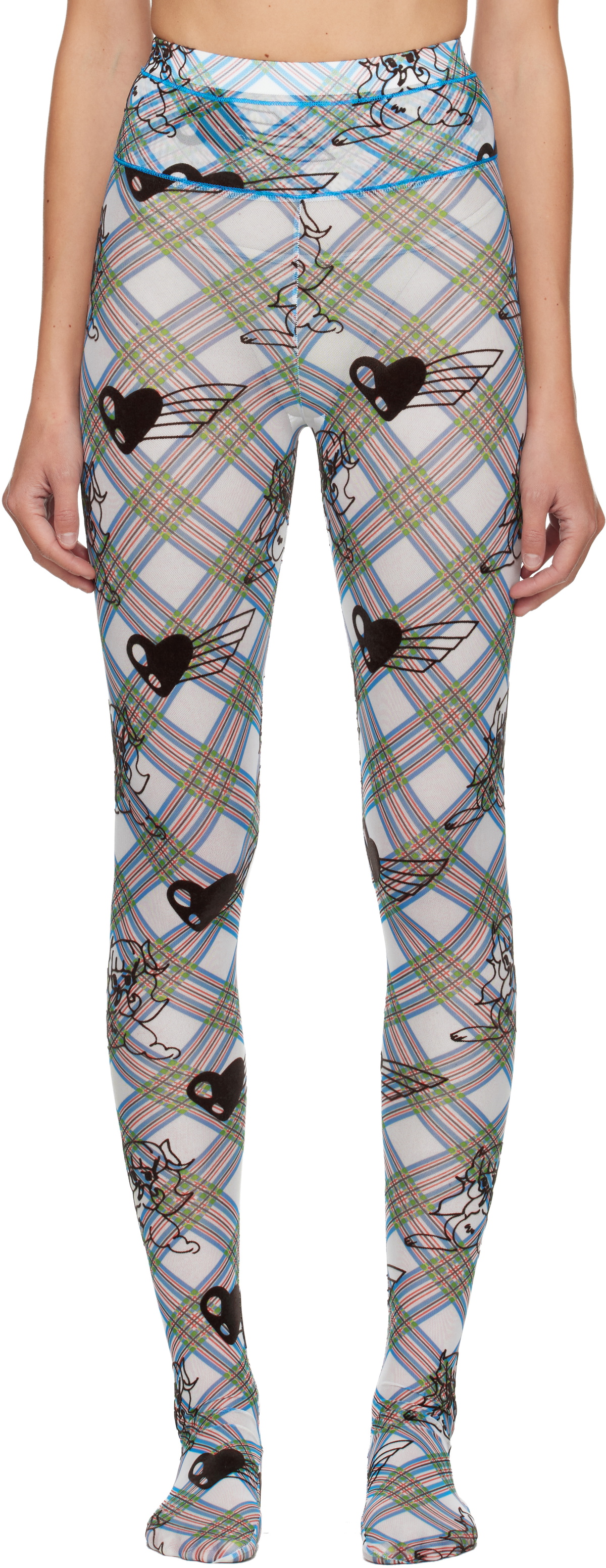 Chopova Lowena Red & Pink Tartan Flower Leggings Chopova Lowena