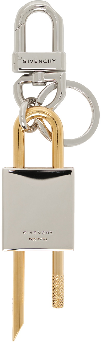 Givenchy Silver & Gold Padlock Keychain Givenchy