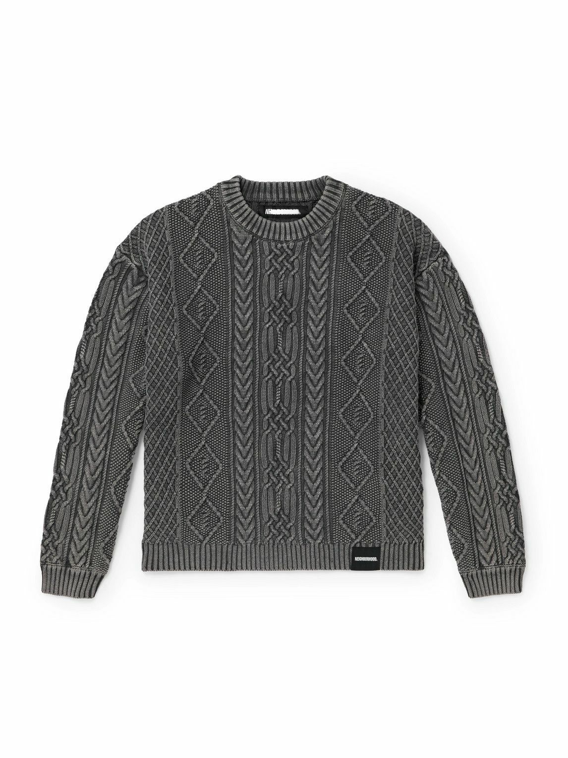 Neighborhood - Cable-Knit Washed-Cotton Sweater - Gray Neighborhood