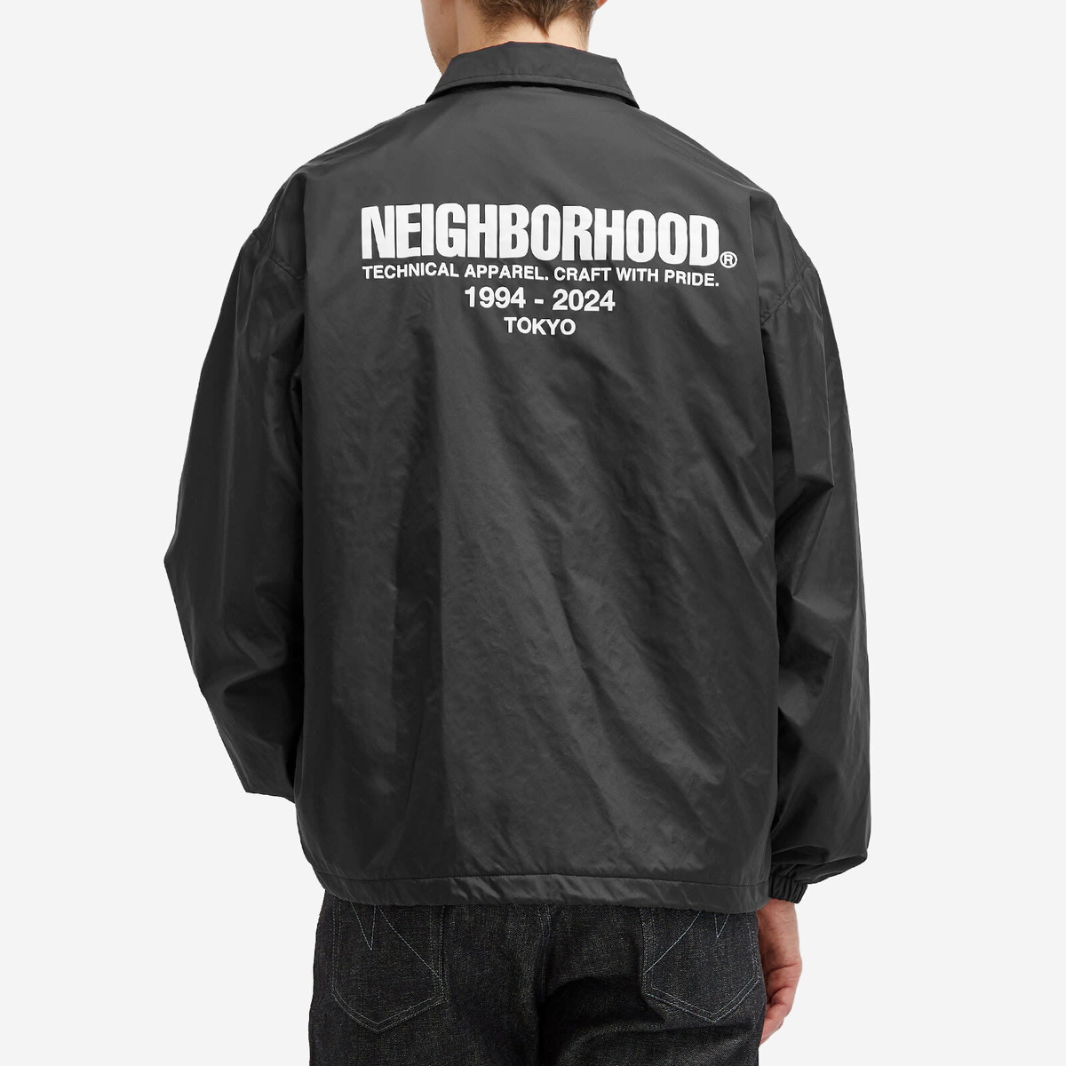 Neighborhood Men's Windbreaker Coach Jacket in Black Neighborhood