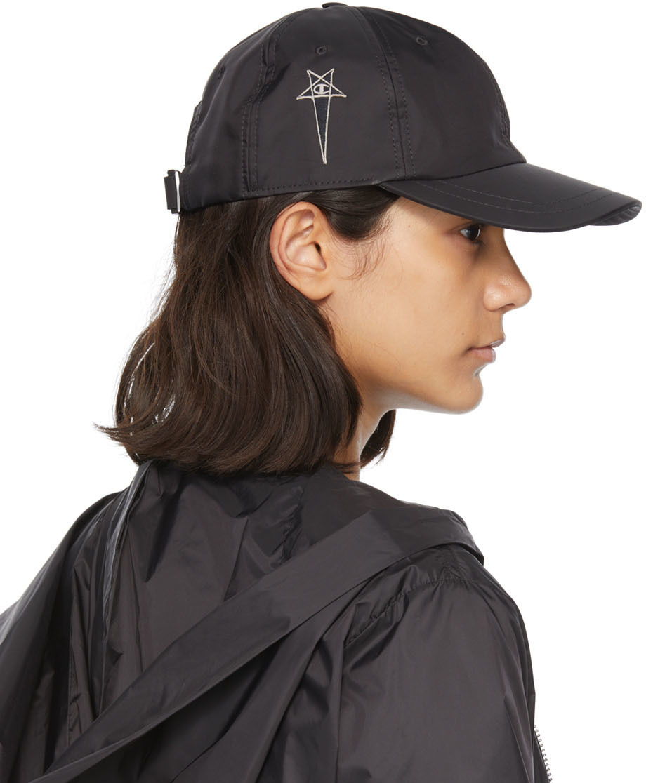 Rick Owens Black Champion Edition Nylon Baseball Cap Rick Owens