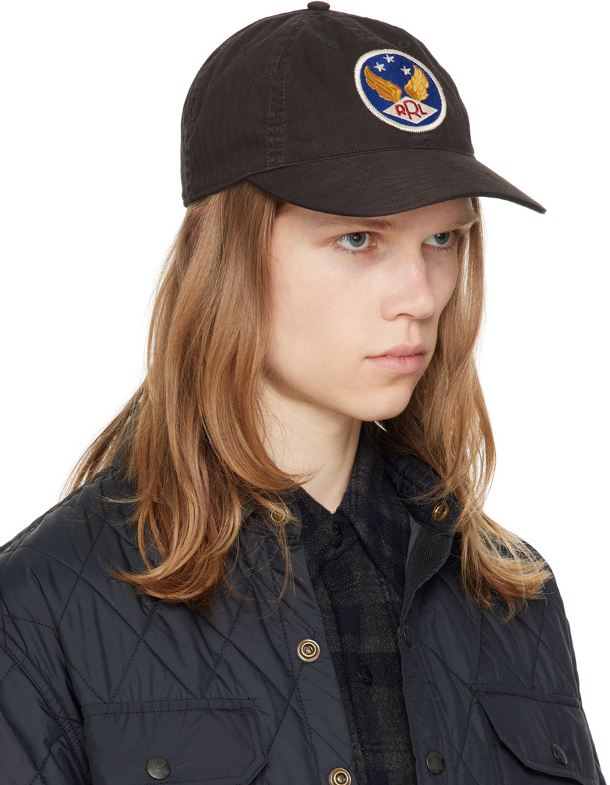 RRL Black Winged-Logo Twill Ball Cap RRL