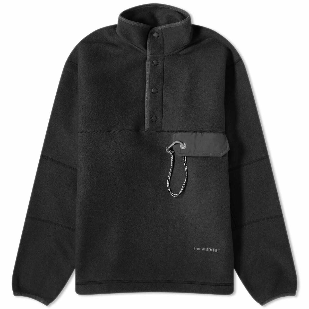 And Wander Men's Wool Fleece Pullover in Black and Wander