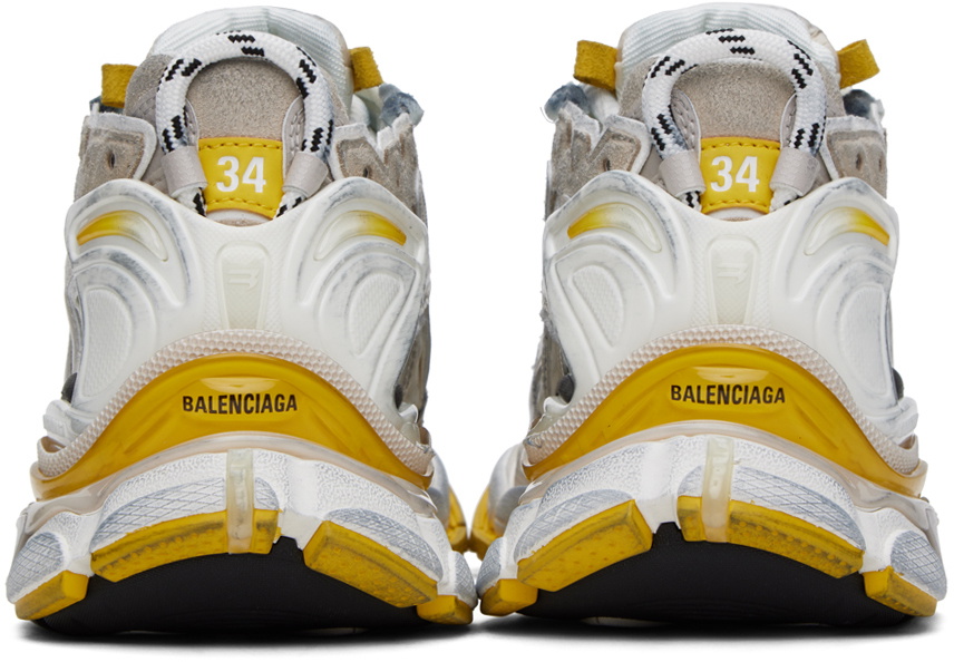 Balenciaga White & Yellow Runner Sneakers Balenciaga