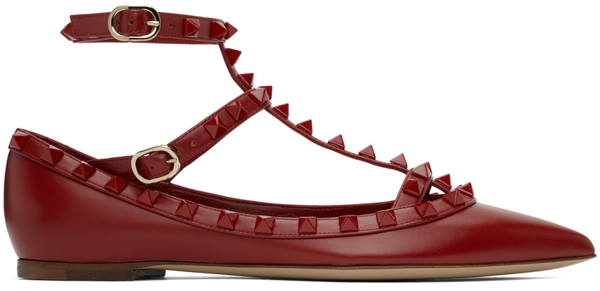 Valentino Garavani Red Rockstud Ballerina Flats Valentino Garavani