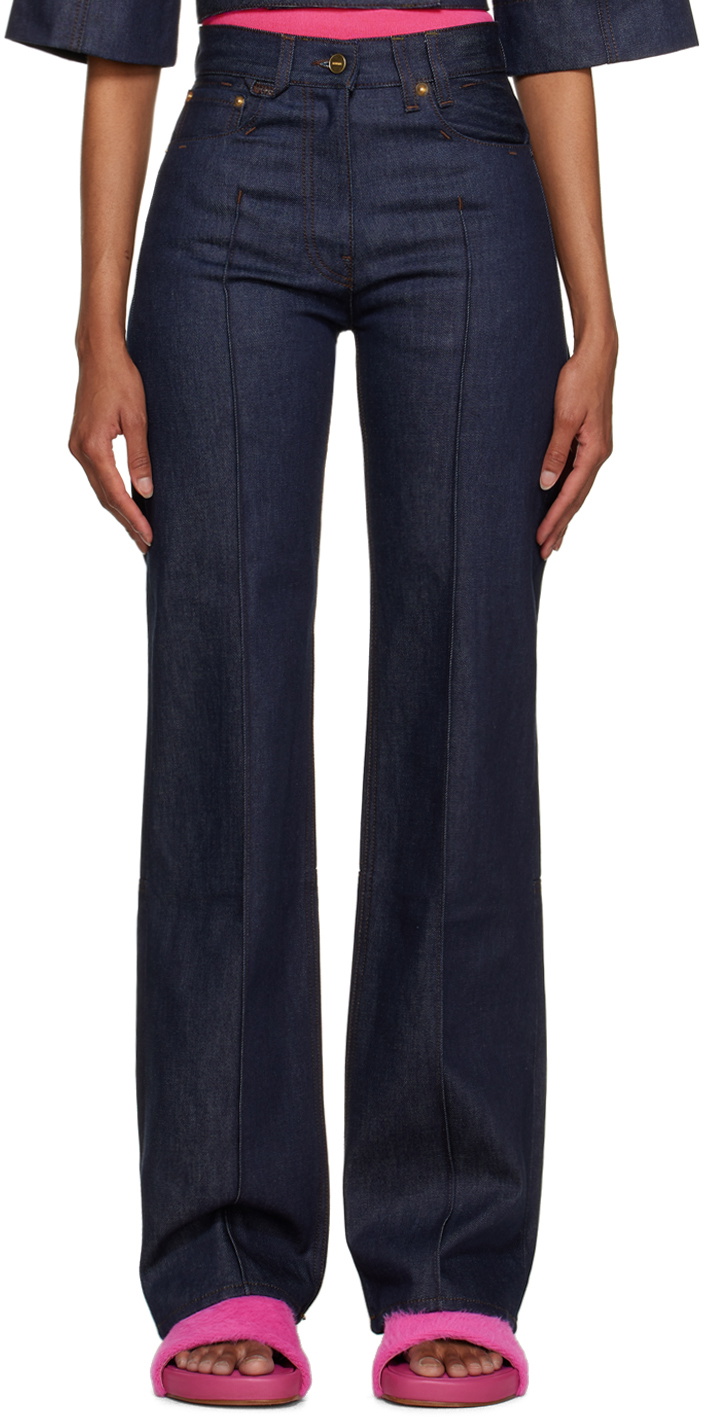 Jacquemus Navy Le Raphia 'Le de Nîmes Bordado' Jeans Jacquemus