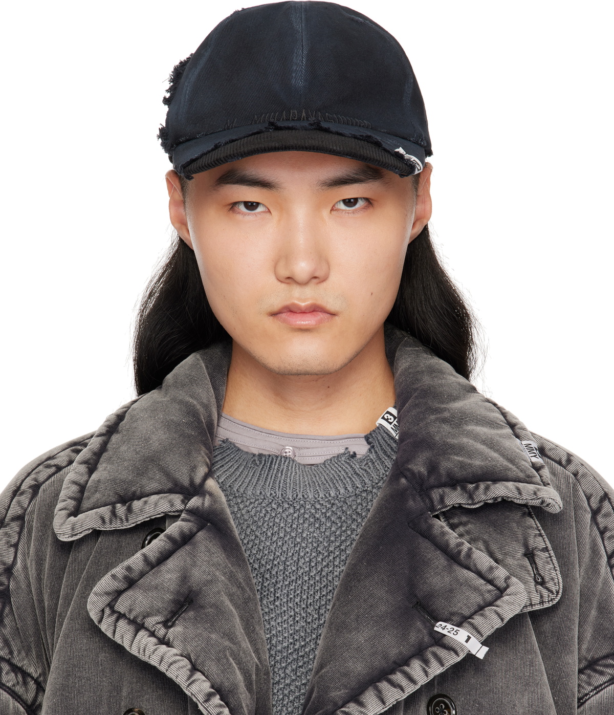 Maison MIHARA YASUHIRO Black Crushed Detail Cap Maison MIHARA YASUHIRO