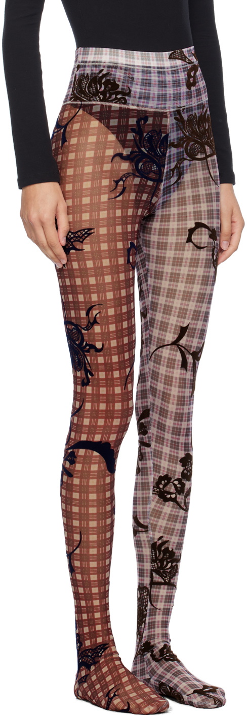 Chopova Lowena Red & Pink Tartan Flower Leggings Chopova Lowena