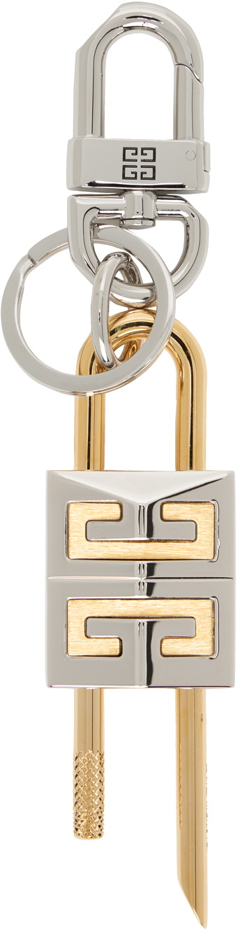 Givenchy Silver & Gold Padlock Keychain Givenchy