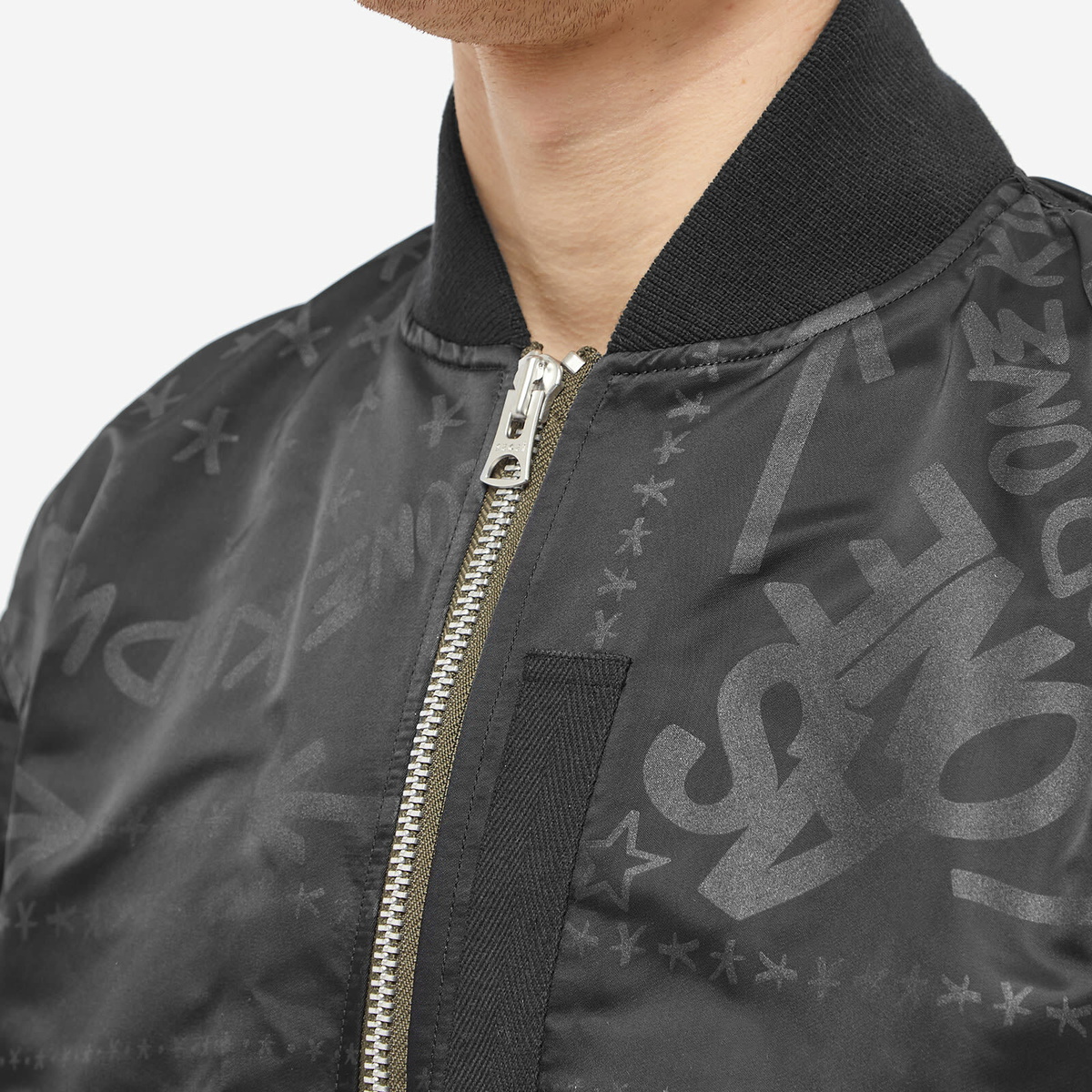 Sacai x Eric Haze Bandana Print Bomber Jacket in Black Sacai