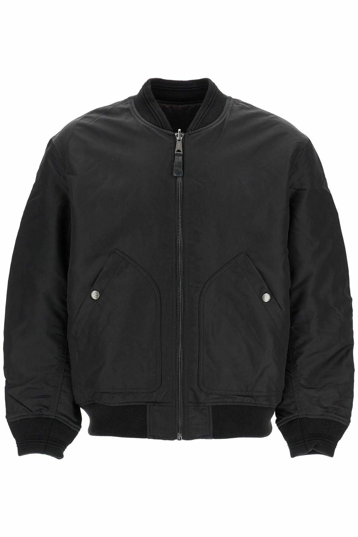 DIESEL classic black nylon bomber jacket with zip and side pockets