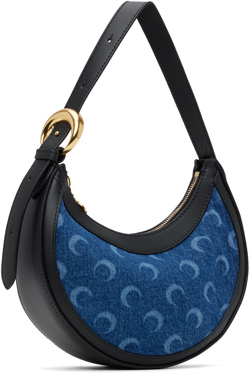Marine Serre Black & Blue Deadstock Denim Mini Eclips Bag Marine Serre
