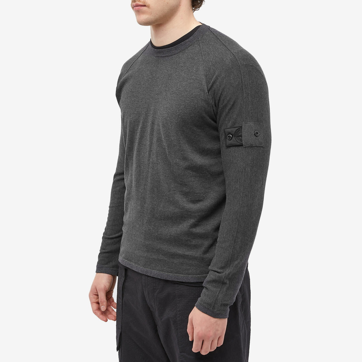 Stone Island Shadow Project Men's Cotton Crew Neck Knit in Grey