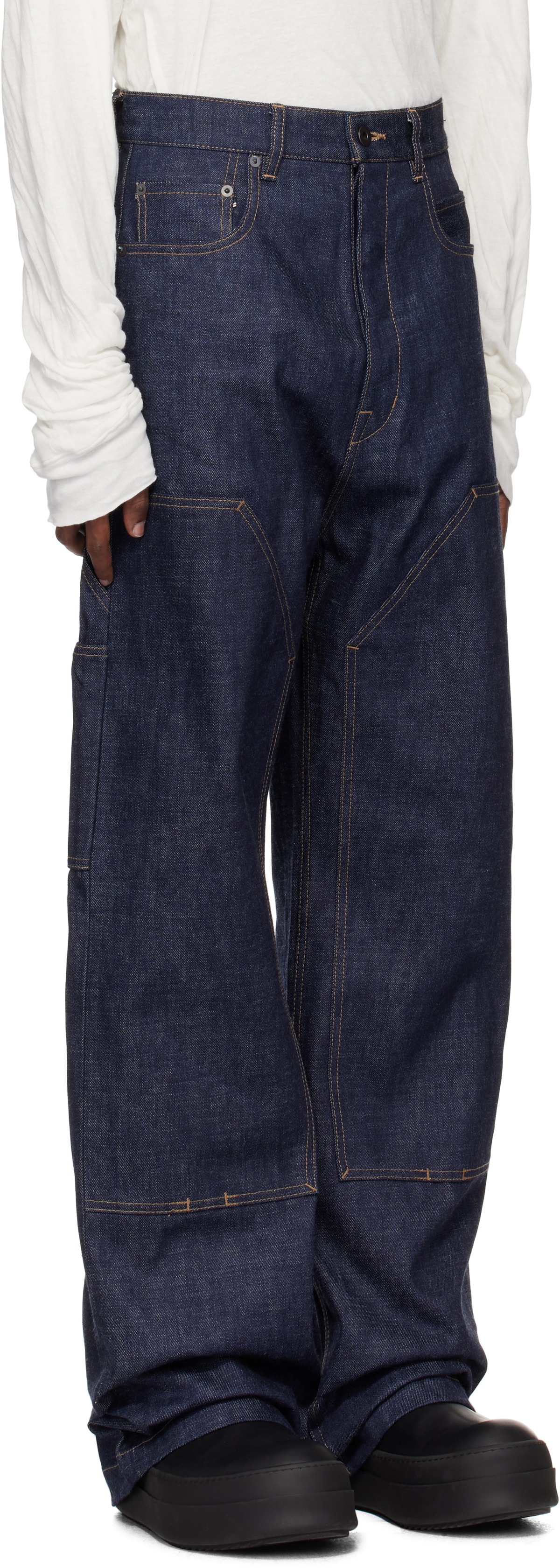 Rick Owens DRKSHDW Indigo Porterville Double Knee Geth Cut Jeans
