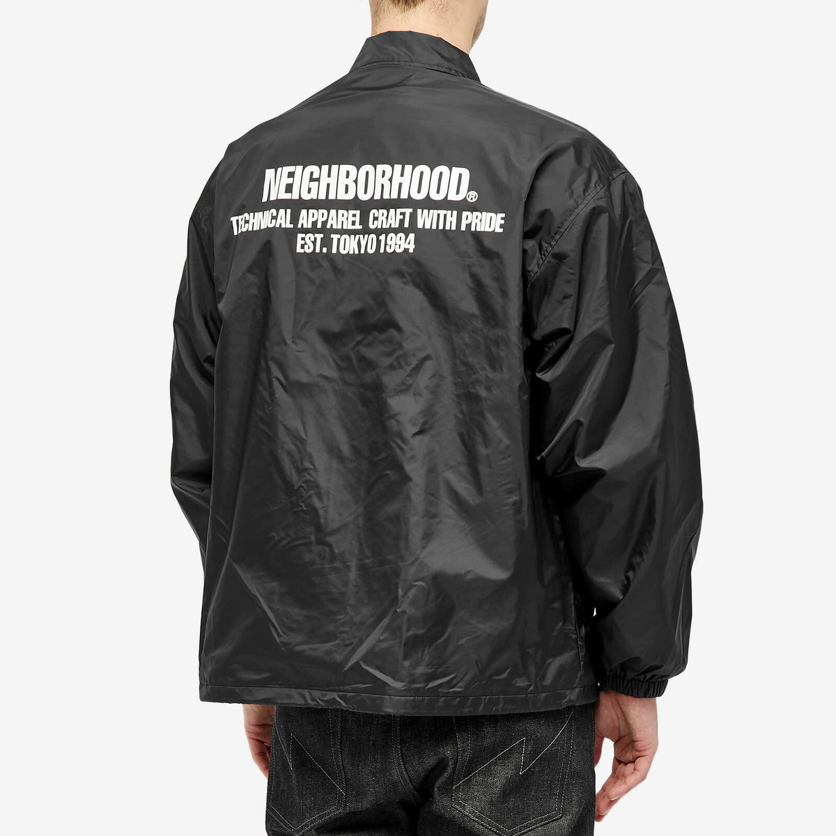 Neighborhood Men's Windbreaker Coach Jacket in Black Neighborhood