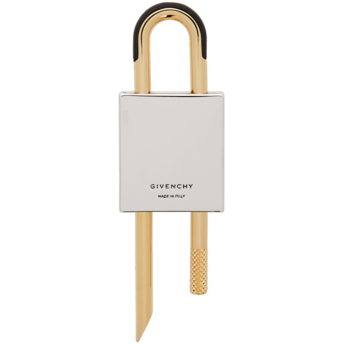 Givenchy Silver and Gold Small 4G Padlock Keychain Givenchy