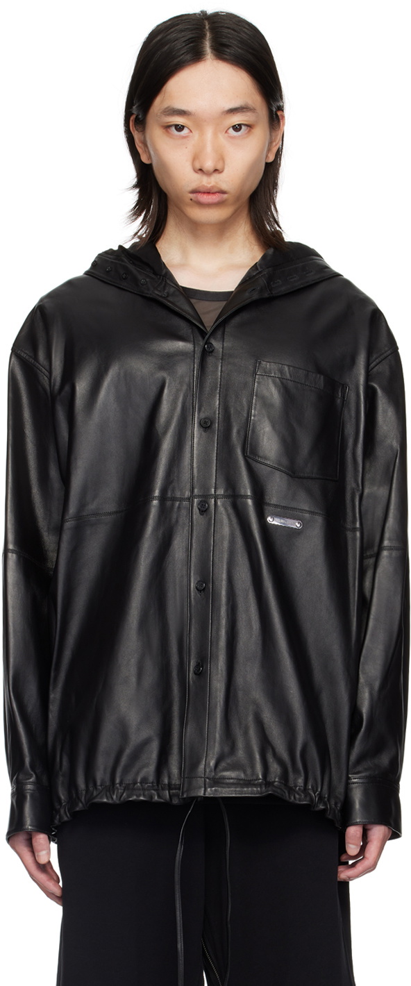 Helmut Lang Black Hooded Leather Jacket Helmut Lang