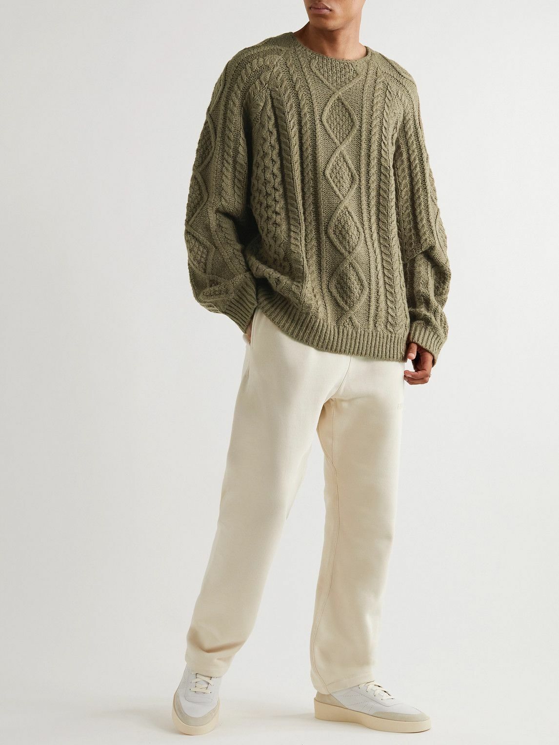 FEAR OF GOD ESSENTIALS - Oversized Logo-Appliquéd Cable-Knit