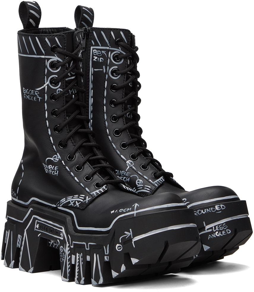 Balenciaga Black Bulldozer Lace-Up Boots Balenciaga