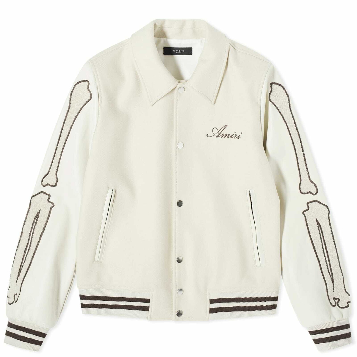 AMIRI Men's Bones Varsity Jacket in Alabaster Amiri