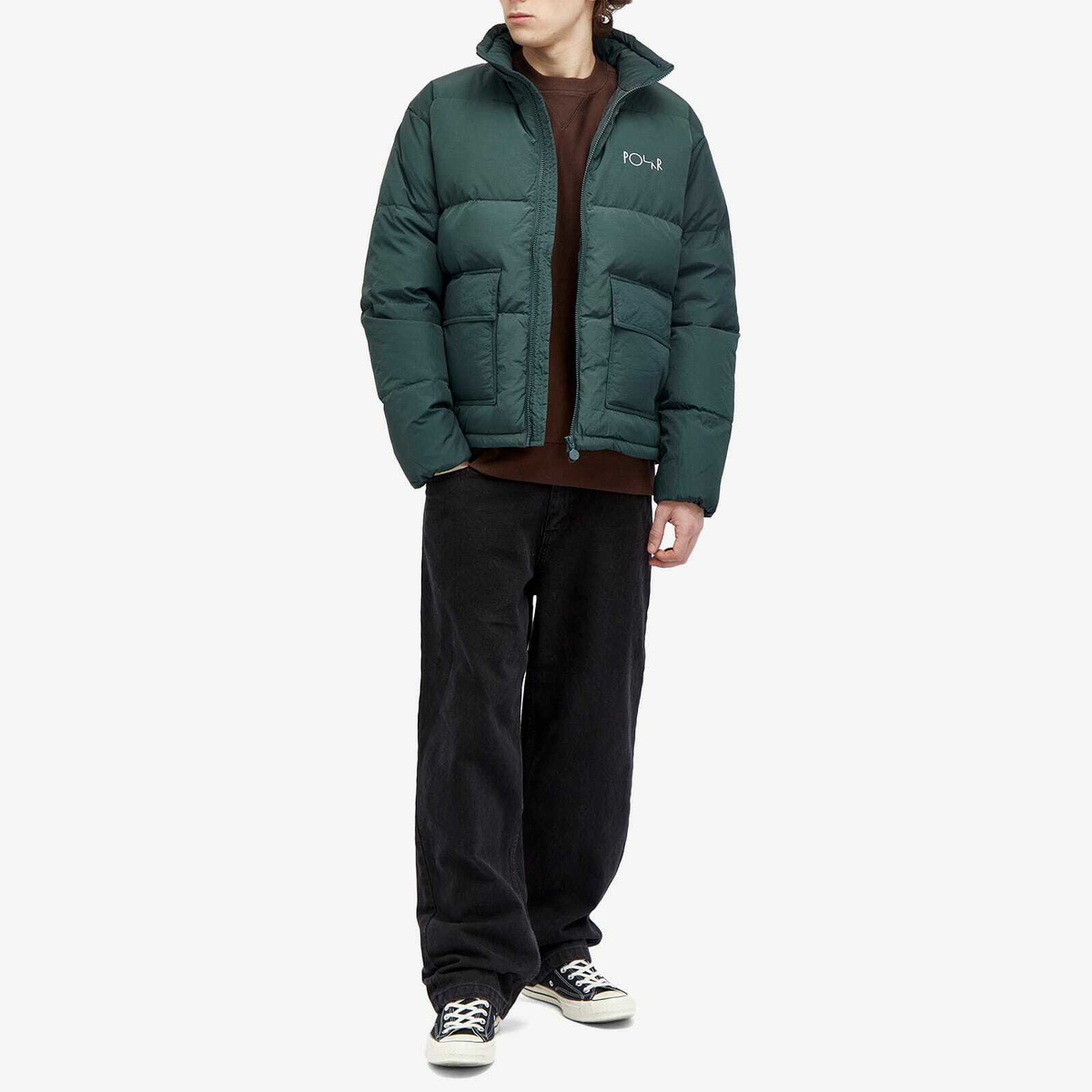 Polar Skate Co. Men's Pocket Puffer Jacket in Dark Teal Polar