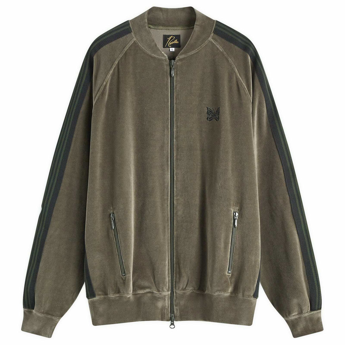 Needles Men's Velour Track Jacket in Olive Needles