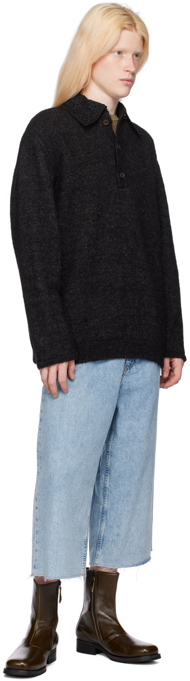 Our Legacy Black Big Piquet Polo Our Legacy