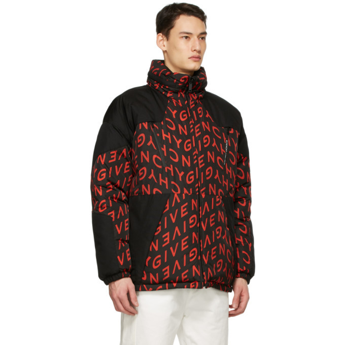 Givenchy Reversible Black and Red Refracted Puffer Coat Givenchy