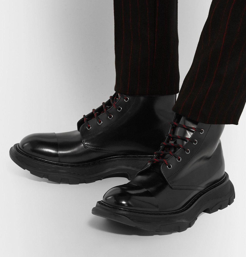 Alexander McQueen - Exaggerated-Sole Leather Boots - Men - Black