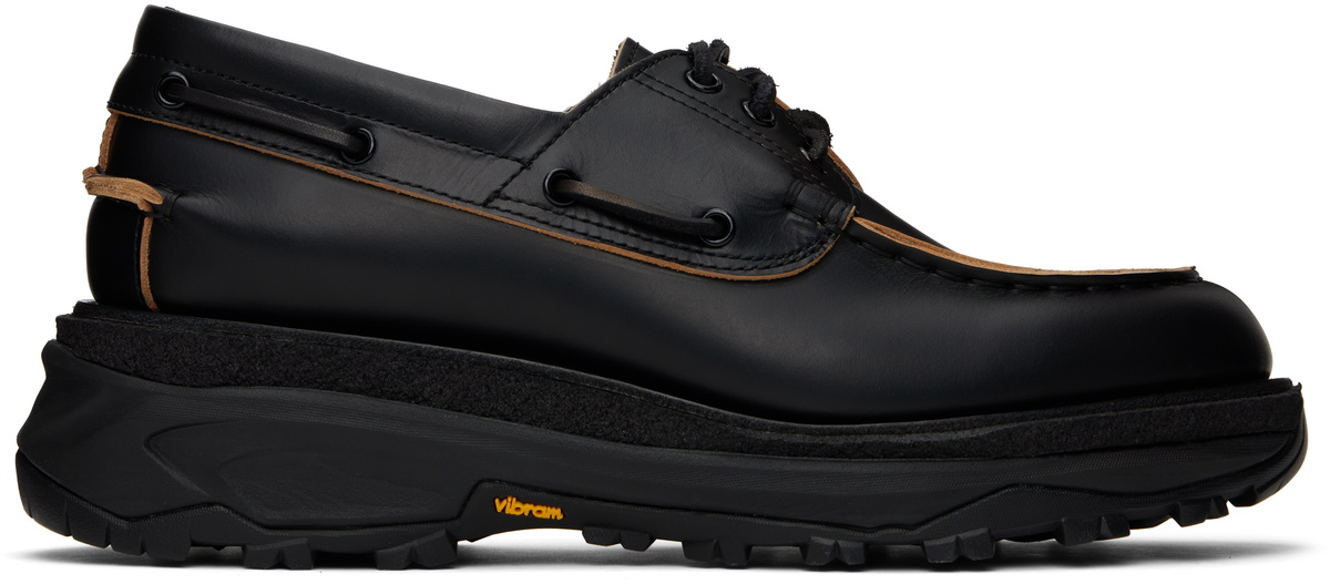 sacai Black Leather Boat Shoes Sacai