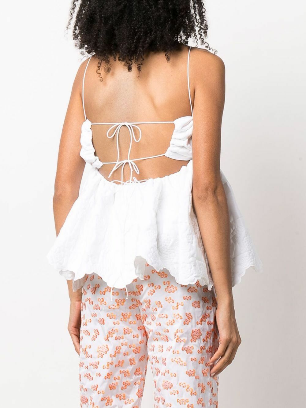 Cecilie Bahnsen White Selena Quilted Cotton Top Cecilie Bahnsen